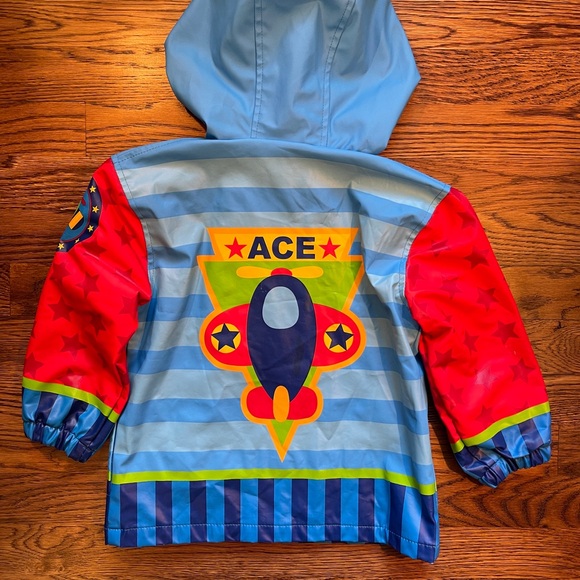 Stephen Joseph Boys Airplane Hooded Raincoat Rain Jacket Size 3T - Picture 10 of 16